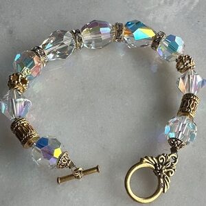 Elegant Gold Vermeil and Swarovski Crystal Beaded Bracelet